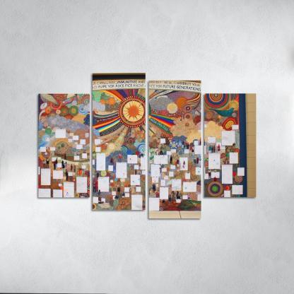 Intergenerational Wisdom Connecting the Young and the Old 4 Piece HD Canvas Wall Art-Original Frame