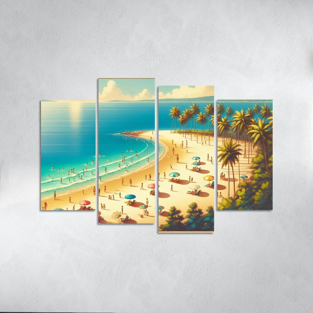Serene Crescent A Family Oasis 4 Piece HD Canvas Wall Art-Original Frame