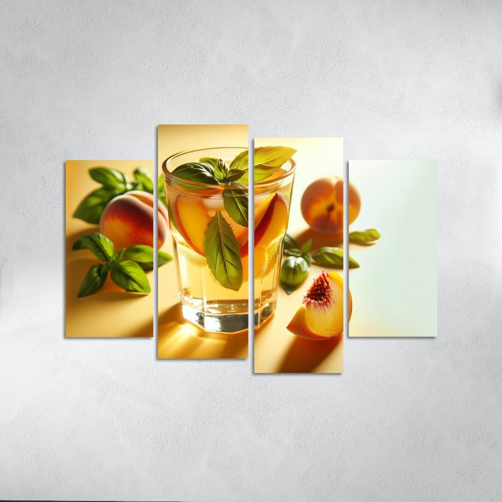 Peach Basil Infused Lemonade 4 Piece HD Canvas Wall Art-Original Frame