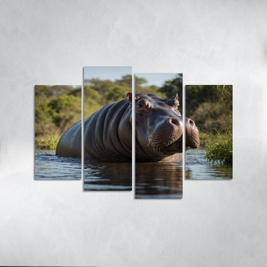 The Imposing Hippo The River Giant Custom Paintings Frame