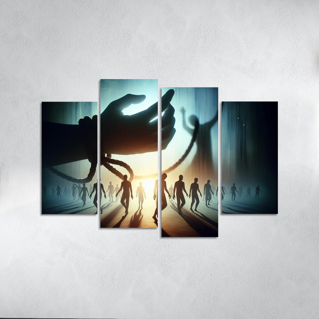 Invisible Threads Art on Human Trafficking Awareness 4 Piece HD Canvas Wall Art-Original Frame