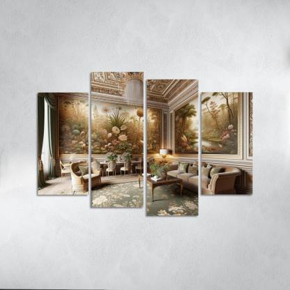 Vintage-Style Framed Botanical Prints 4 Piece HD Canvas Wall Art-Original Frame