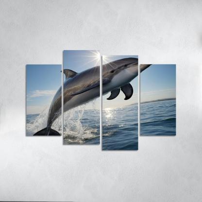 The Playful Bottlenose Dolphin In Coastal Waters Canvas Paintings Frame