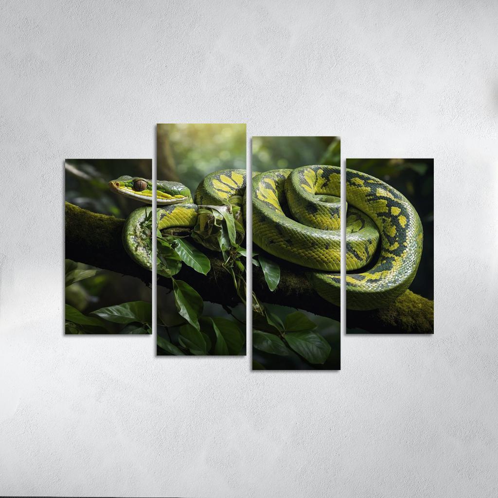 The Stunning Green Tree Python A Gem Of The Rainforest Canvas Paintings Frame