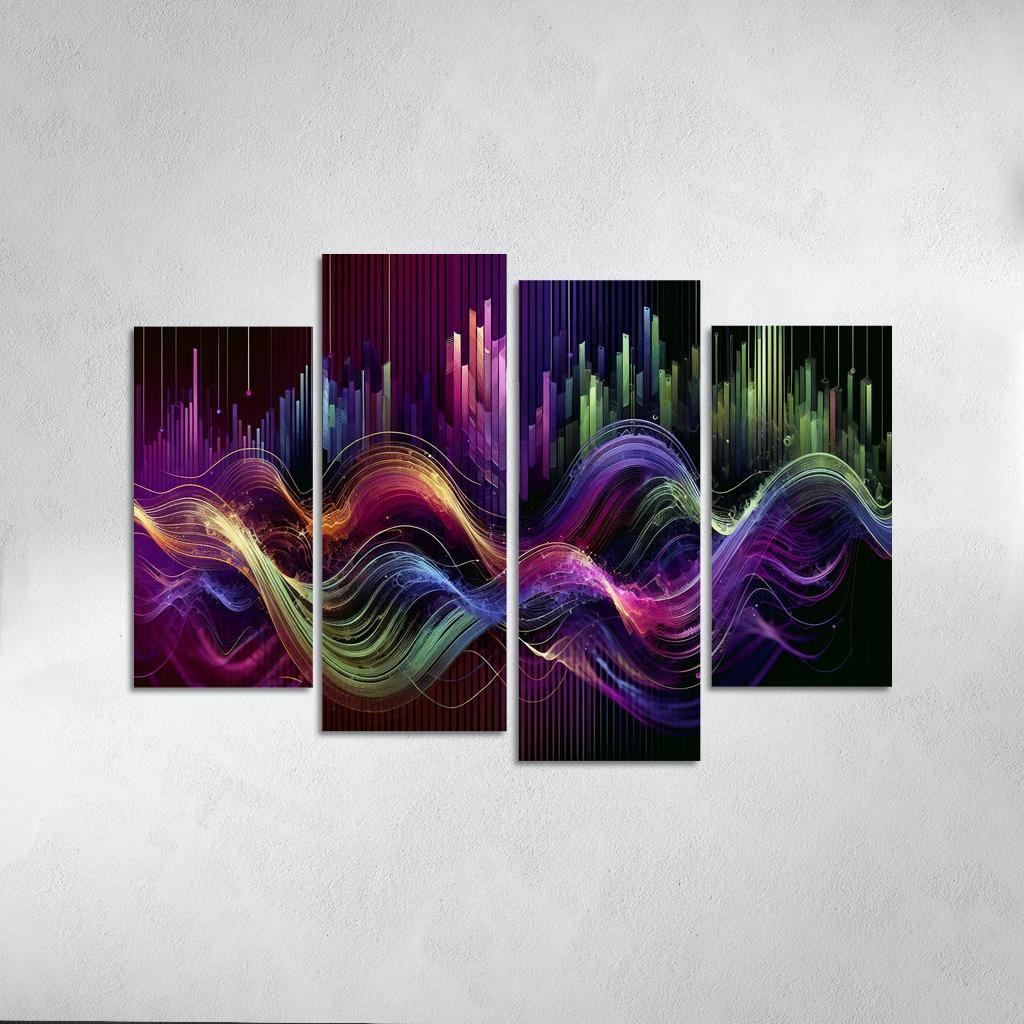 Musical Echoes Harmony 4 Piece HD Canvas Wall Art-Original Frame