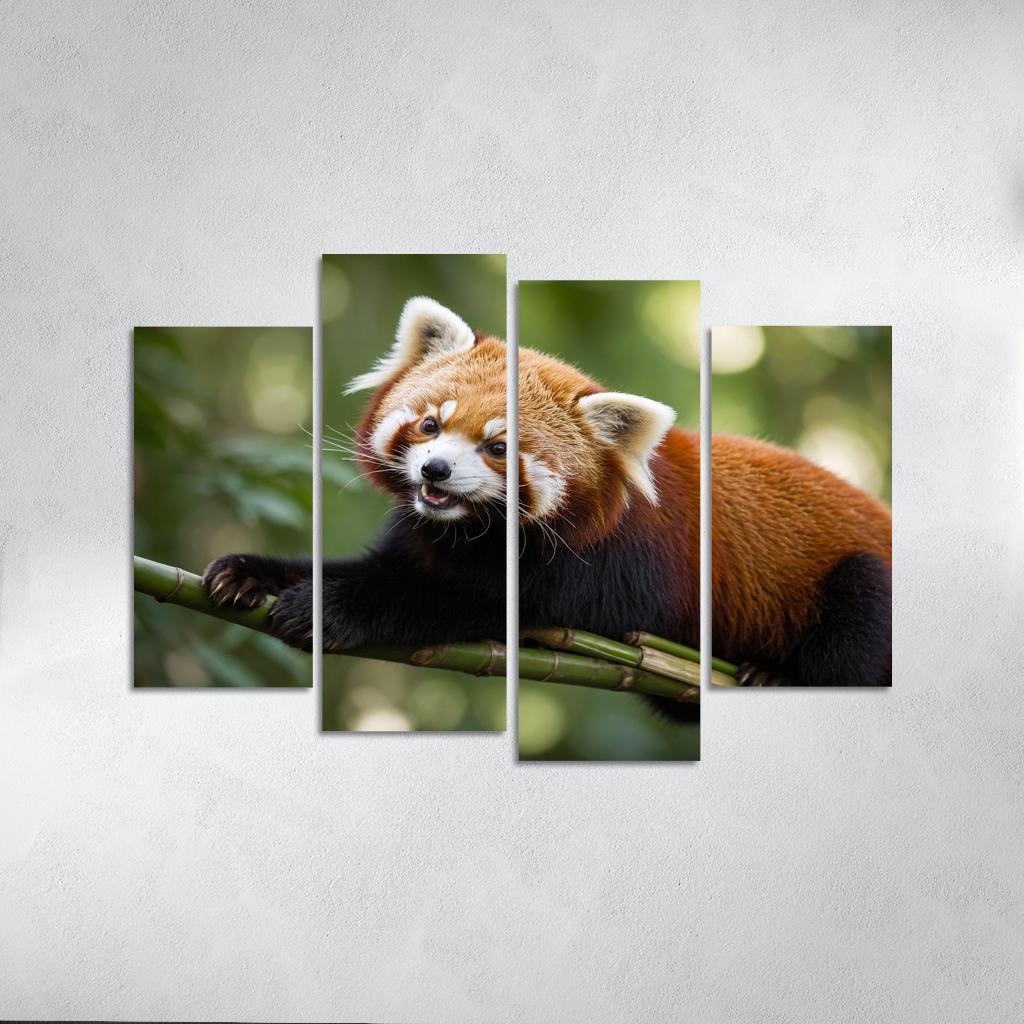 The Enigmatic Red Panda In The Bamboo Forest Framed Paintings