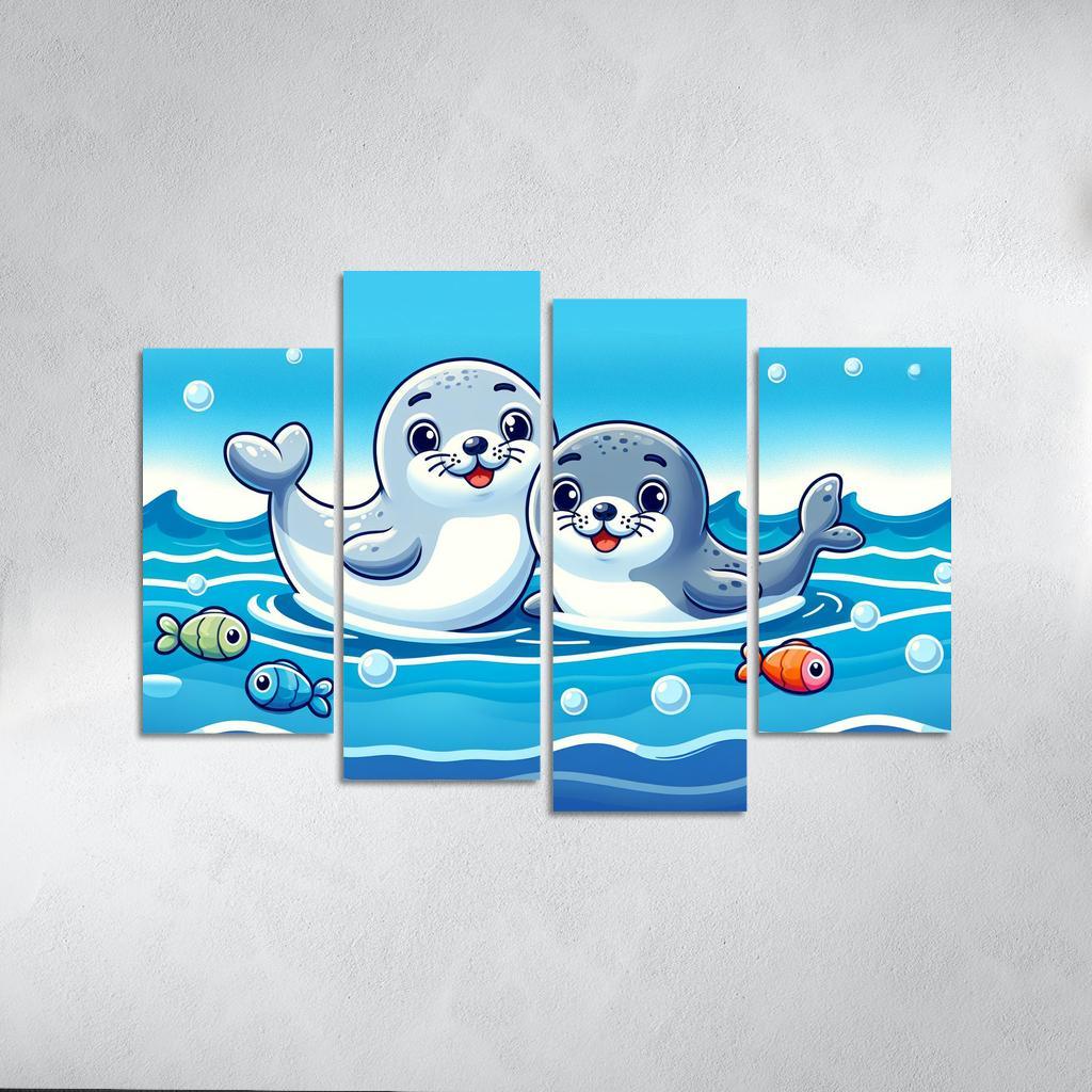 Silly Seals - Ocean Companions Framed Paintings