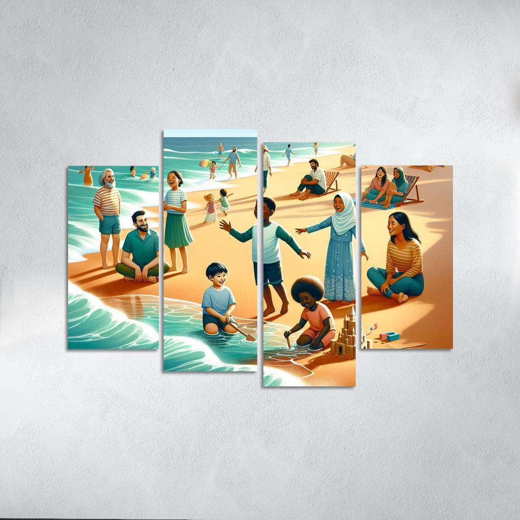 Gentle Tides Family-friendly Shore Oil Paintings Frame