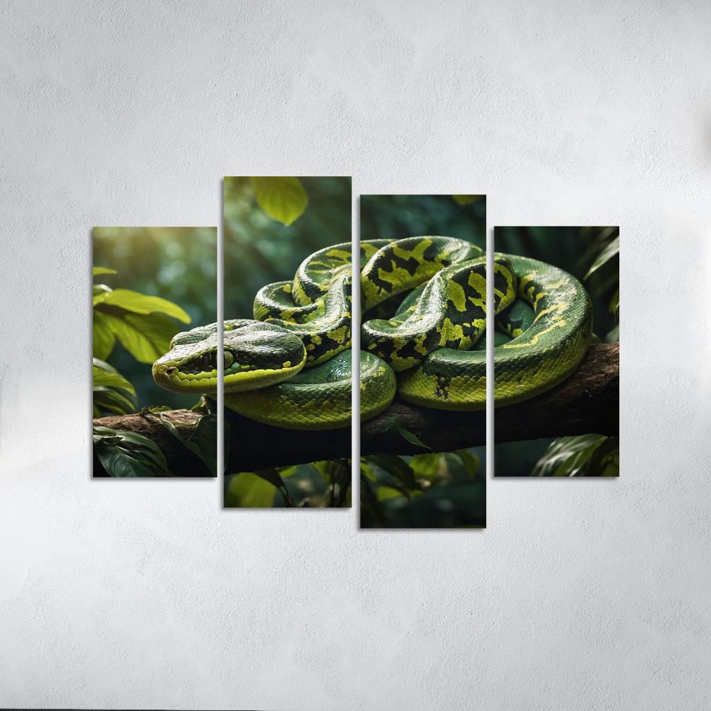 The Elegant Green Tree Python In A Tropical Setting Framed Paintings