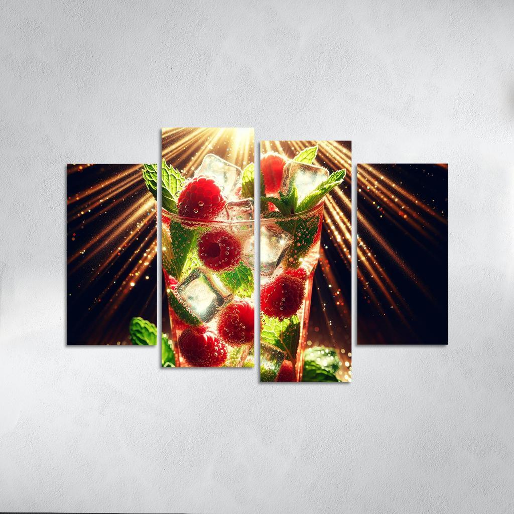 Raspberry Mint Sparkler 4 Piece HD Canvas Wall Art-Original Frame