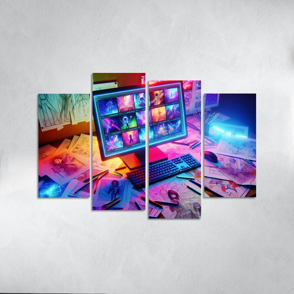 Storytelling through Digital Animation 4 Piece HD Canvas Wall Art-Original Frame