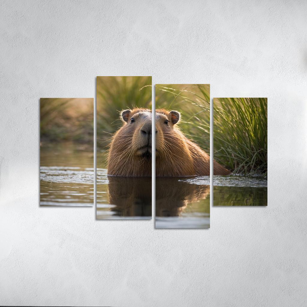 The Charming Capybara By A Waterhole Framed Paintings