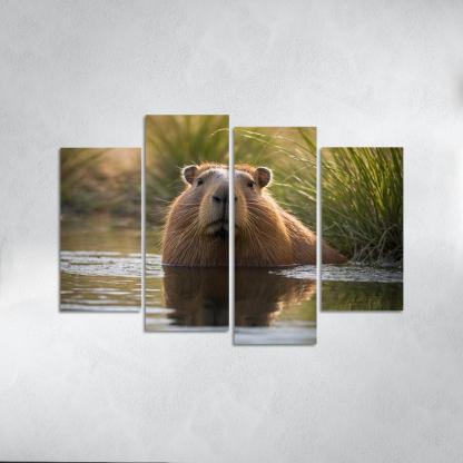 The Charming Capybara By A Waterhole Framed Paintings