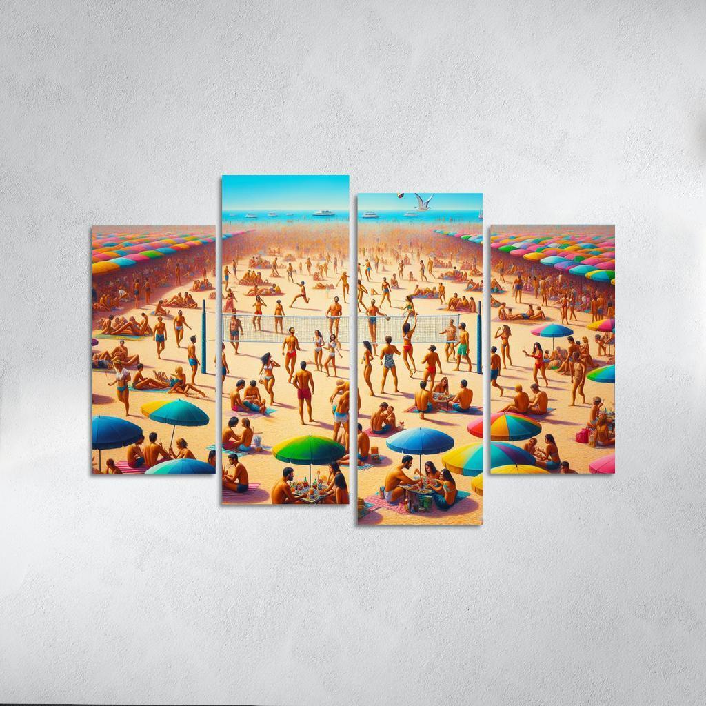 Sunny Retreat Vibrant Beach Life Abstract Paintings Frame