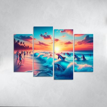 Cerulean Bliss Sunset And Wildlife Watching Premium Artwork Frames