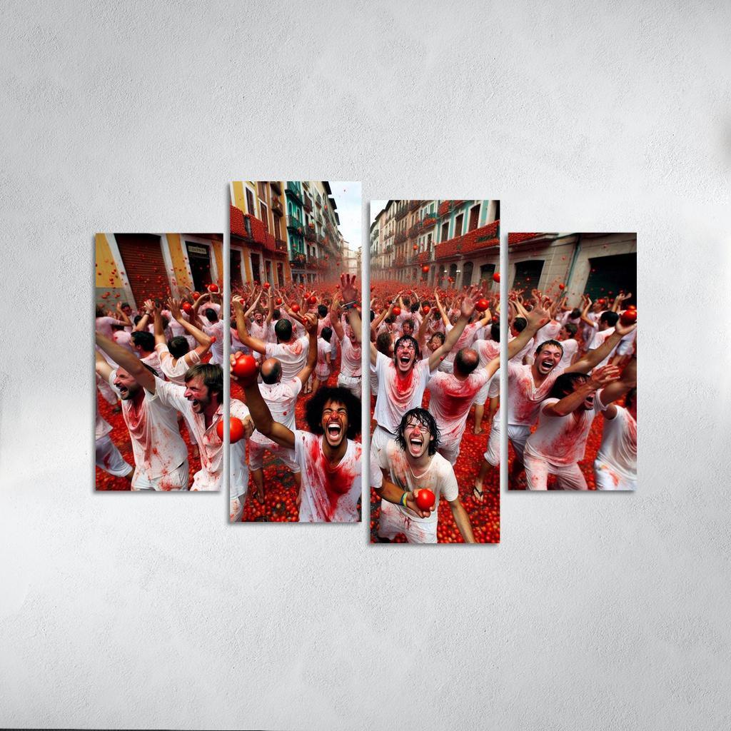 La Tomatina - Spain Modern Paintings Frame