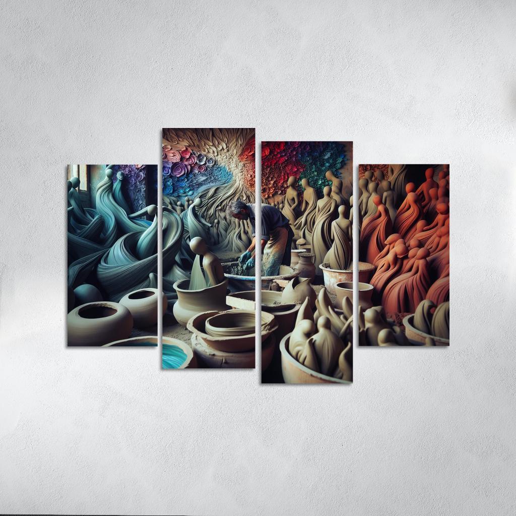 Sculpting Whispers of the Soul 4 Piece HD Canvas Wall Art-Original Frame