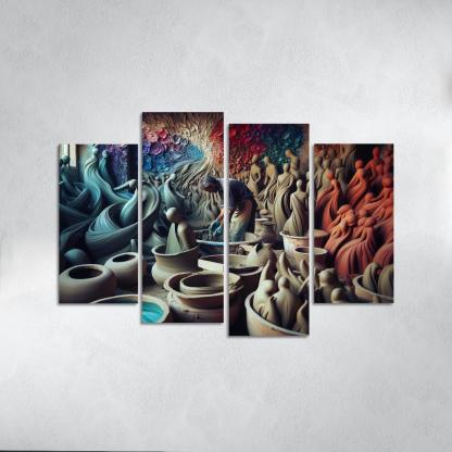 Sculpting Whispers of the Soul 4 Piece HD Canvas Wall Art-Original Frame