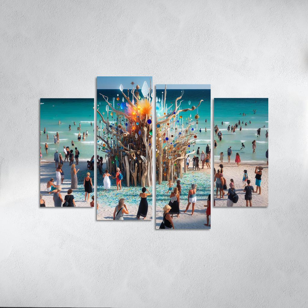 Whimsical Waves Artistic Coastal Experience Canvas Paintings Frame