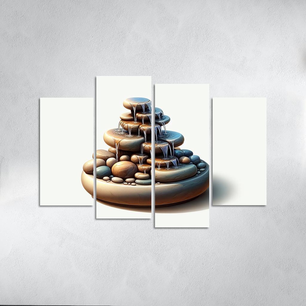 Cascading Waterfall Table Fountain 4 Piece HD Canvas Wall Art-Original Frame