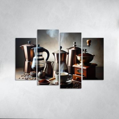 Home Brewed Coffee The Art of Crafting Perfection 4 Piece HD Canvas Wall Art-Original Frame