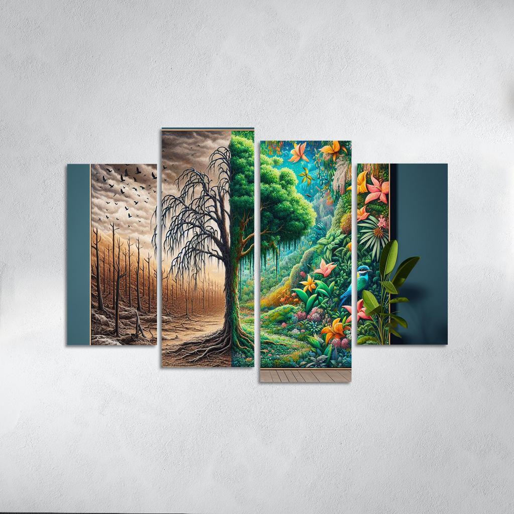 The Last Breath A Call for Climate Justice 4 Piece HD Canvas Wall Art-Original Frame