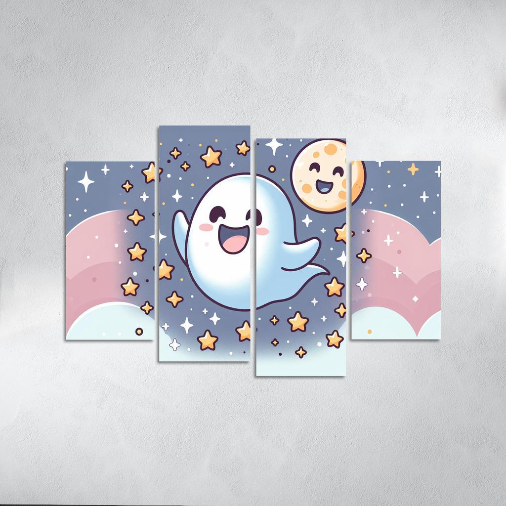 Giggly Ghost 4 Piece HD Canvas Wall Art-Original Frame