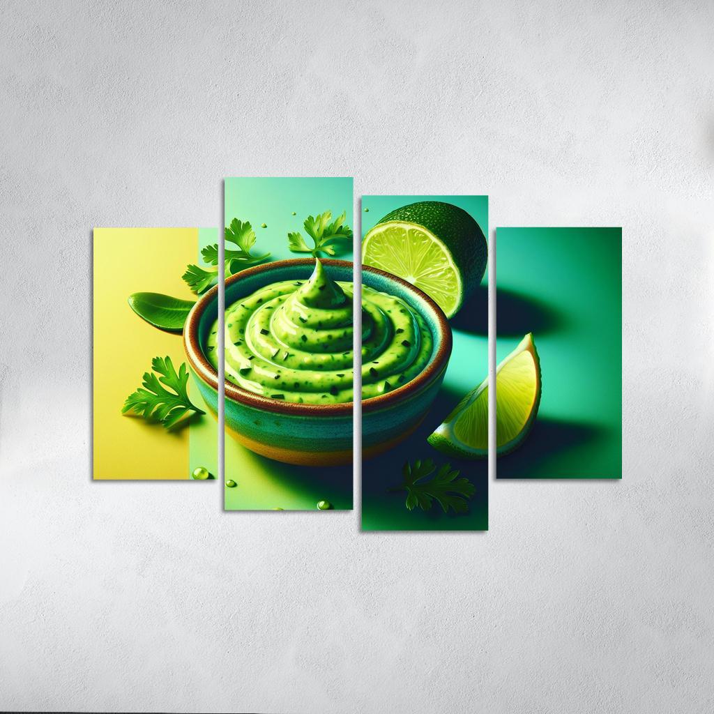 Creamy Avocado Lime Dressing 4 Piece HD Canvas Wall Art-Original Frame