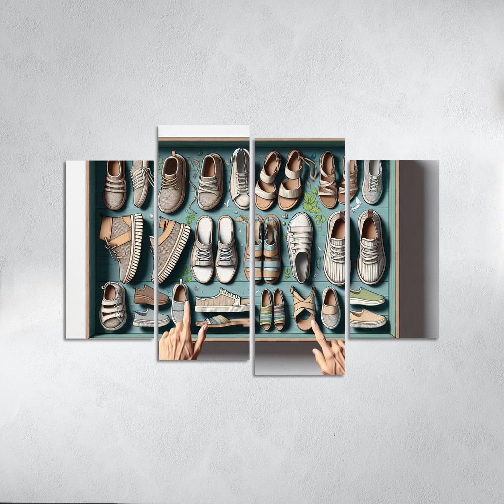 Sustainable Footwear Eco-Conscious Styles 4 Piece HD Canvas Wall Art-Original Frame