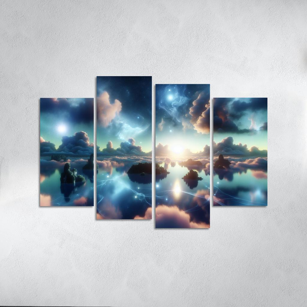 The Dreamweaver's Sanctuary 4 Piece HD Canvas Wall Art-Original Frame