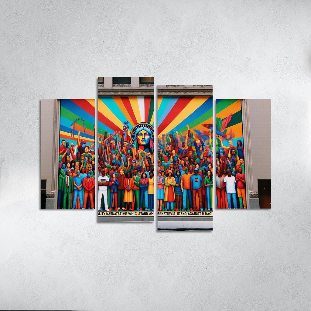 Voices in Color Art for Racial Justice 4 Piece HD Canvas Wall Art-Original Frame