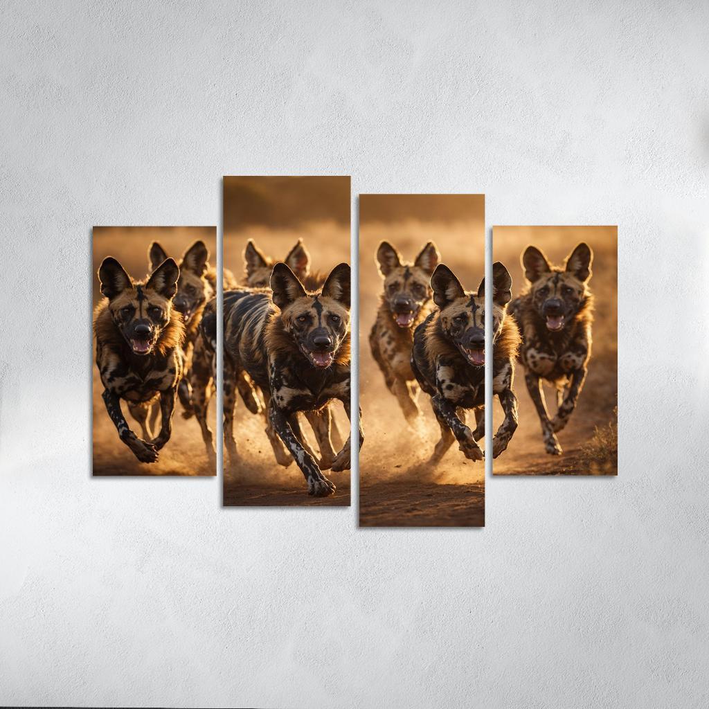 The Bold African Wild Dog Social Hunter Of The Savannah Modern Paintings Frame