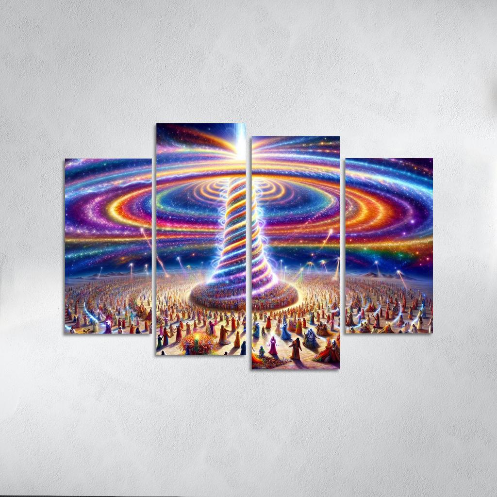 The Aetheric Spiral 4 Piece HD Canvas Wall Art-Original Frame