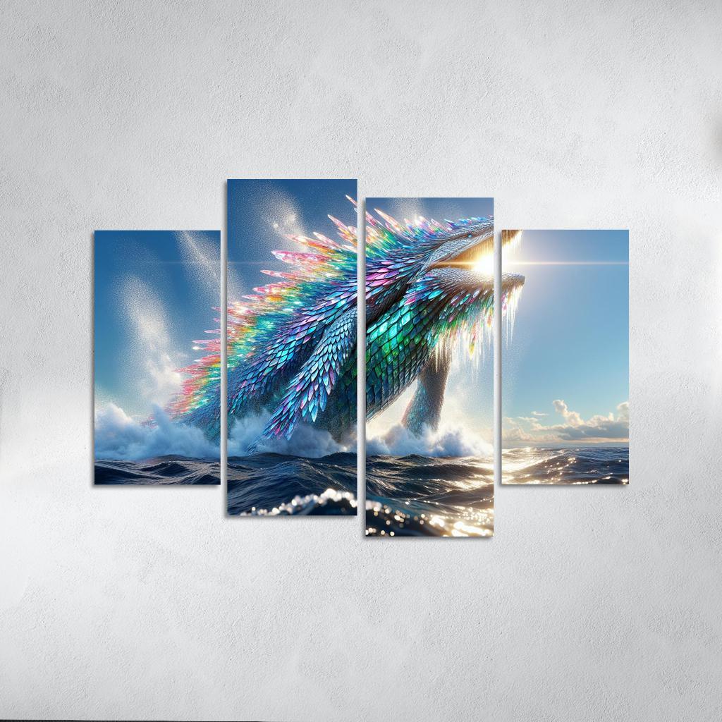 The Crystal Leviathan 4 Piece HD Canvas Wall Art-Original Frame