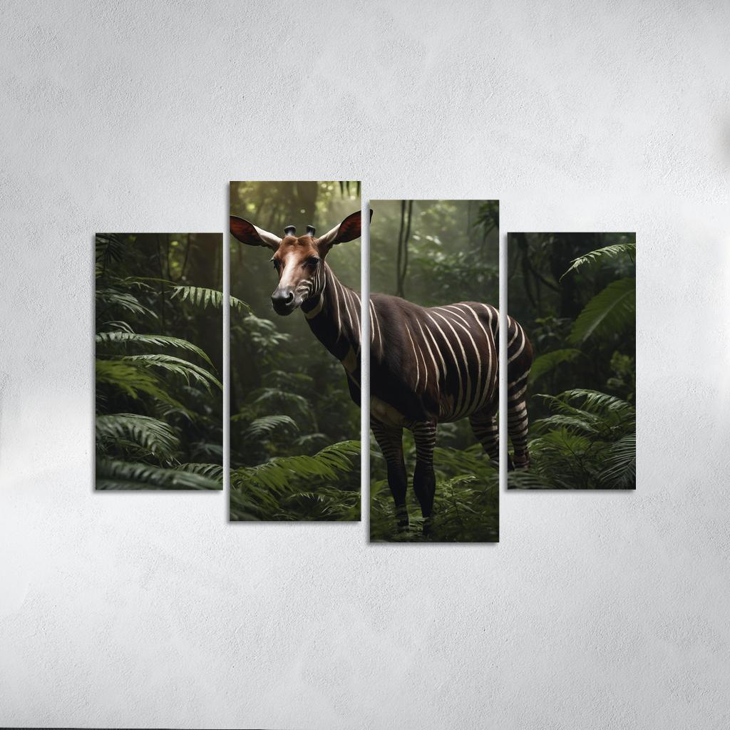 The Spectacular Okapi Forest Giraffe Canvas Paintings Frame