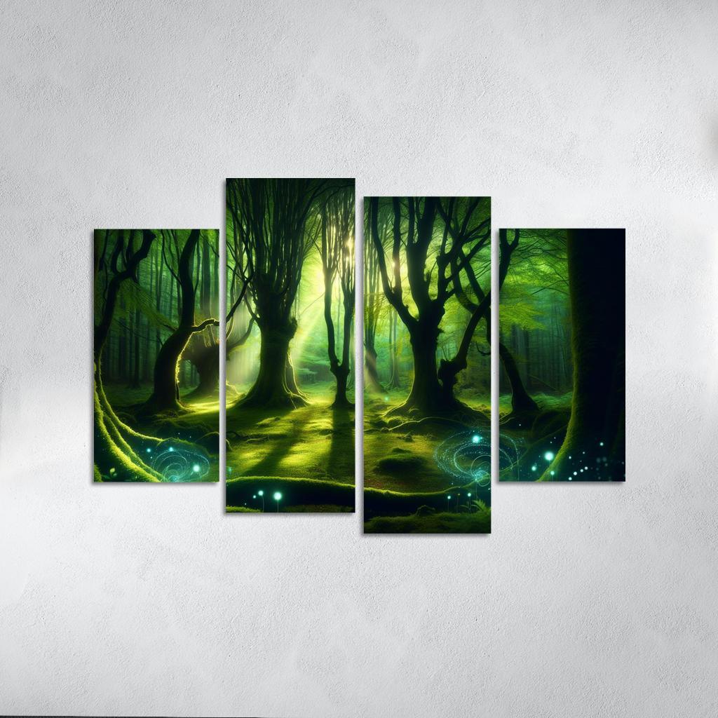 The Whispering Glade 4 Piece HD Canvas Wall Art-Original Frame