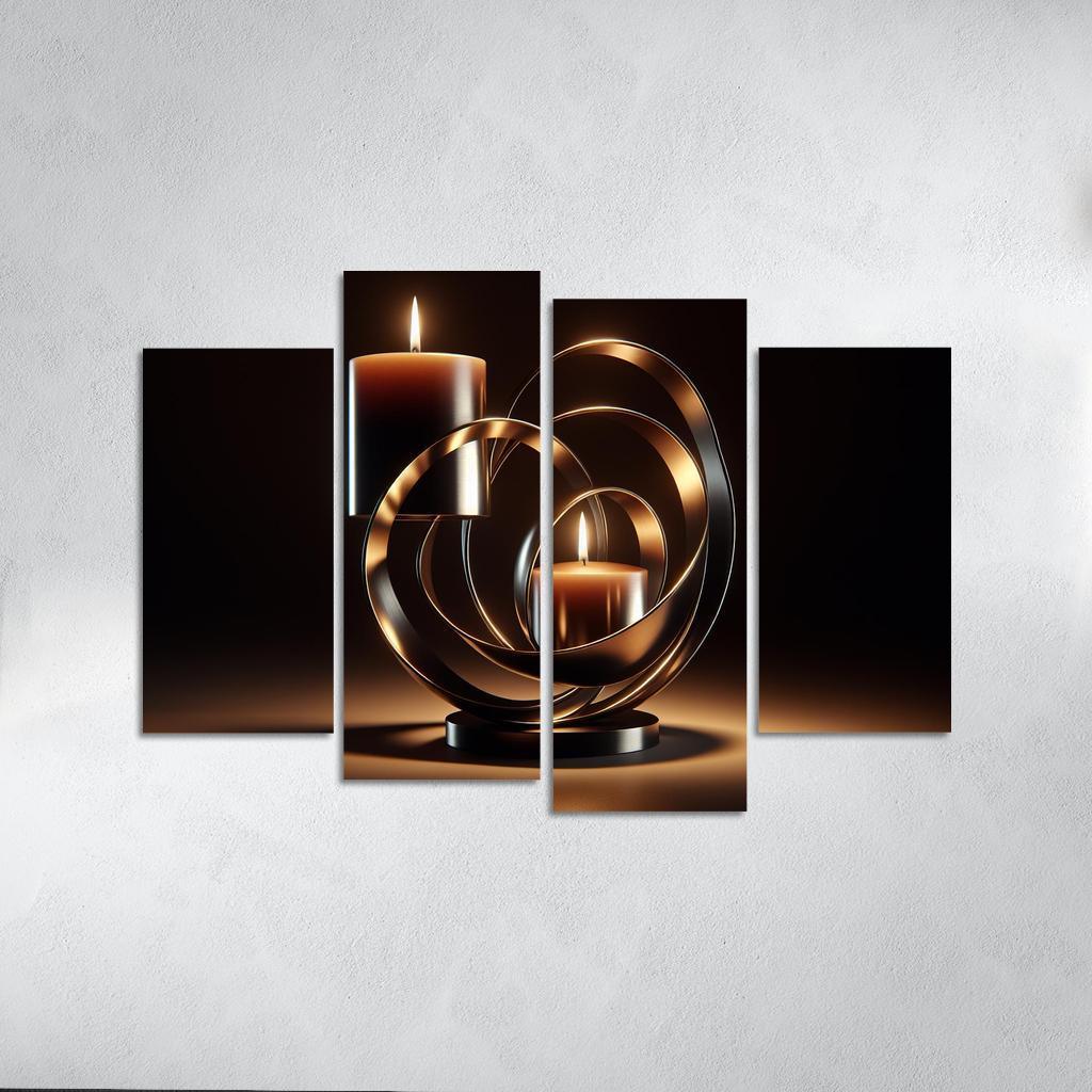Sculptural Metal Candle Holders 4 Piece HD Canvas Wall Art-Original Frame