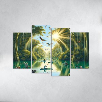 Mystic Waters Lagoon Adventure Abstract Paintings Frame