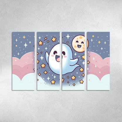Giggly Ghost 4 Piece HD Modern Canvas Panels-Original Frame
