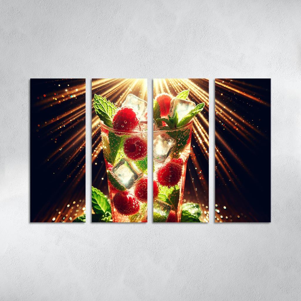 Raspberry Mint Sparkler 4 Piece HD Modern Canvas Panels-Original Frame