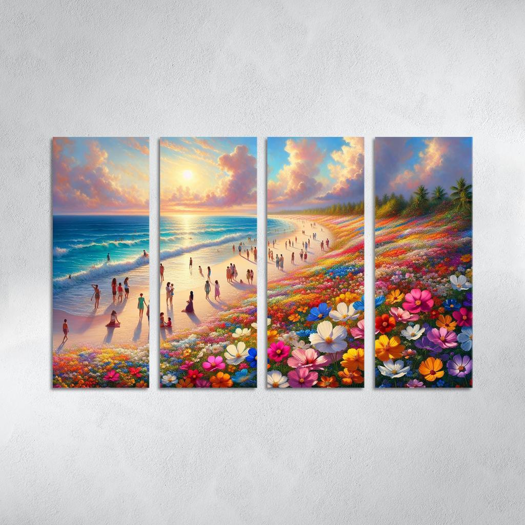 Wildflower Beach Natural Flora Haven Oil Paintings Frame