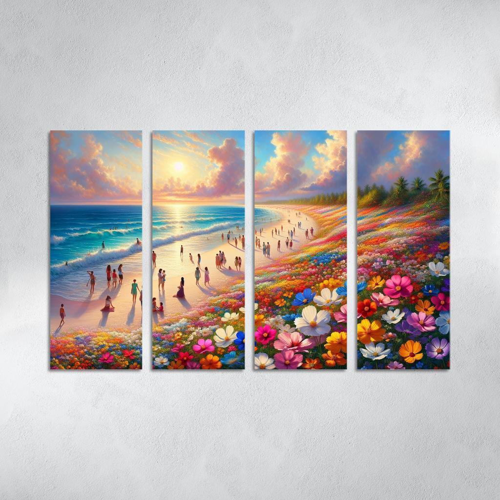 Wildflower Beach Natural Flora Haven Oil Paintings Frame