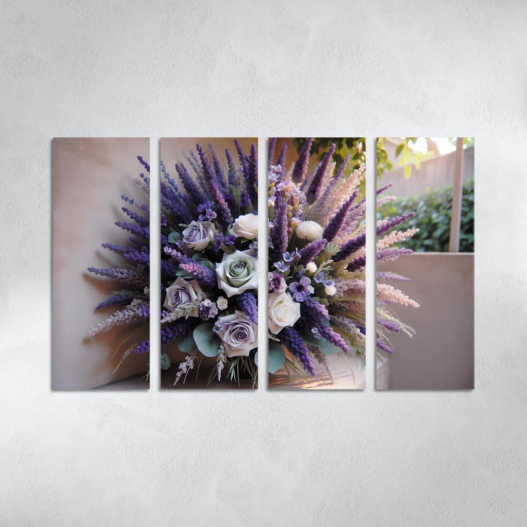 Lavender Dreams A Calming Floral Design 4 Piece HD Modern Canvas Panels-Original Frame
