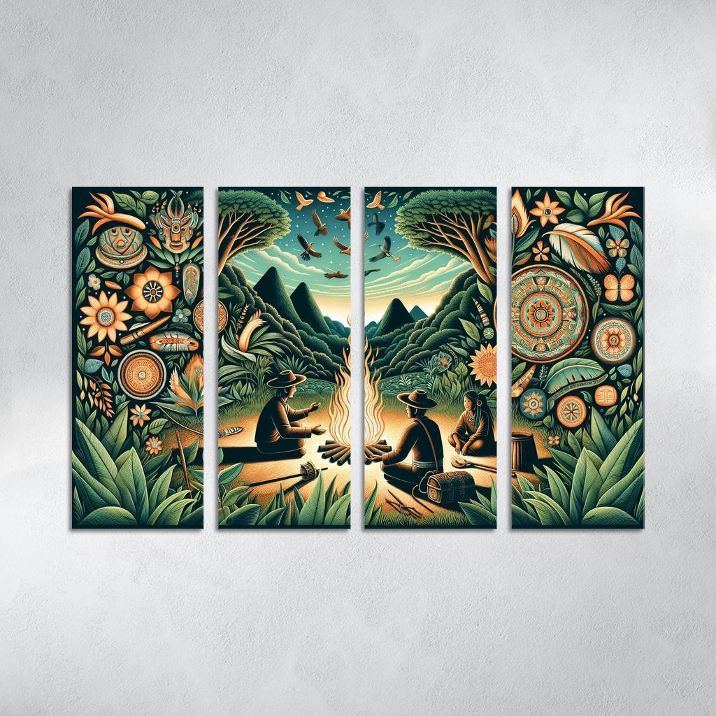 Echoes of the Past Preserving Indigenous Cultures 4 Piece HD Modern Canvas Panels-Original Frame