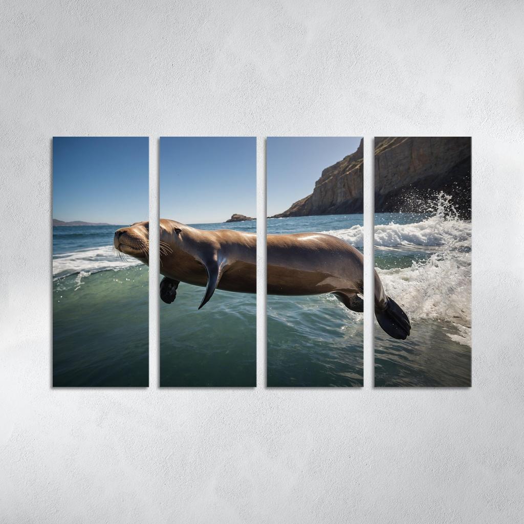 The Playful Sea Lion Charismatic Acrobats Of The Coast Modern Paintings Frame