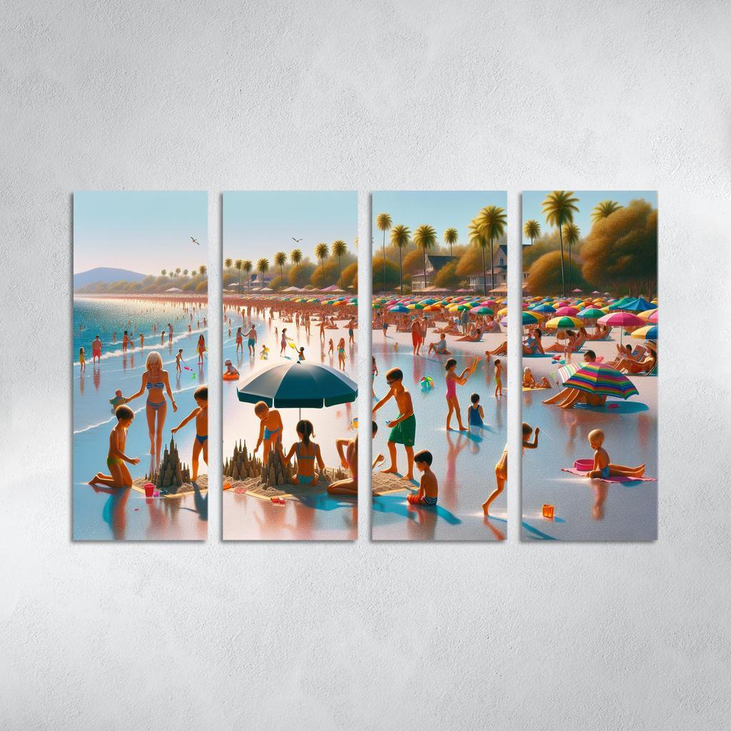 Silver Sands Beach Family Fun Oasis Premium Artwork Frames