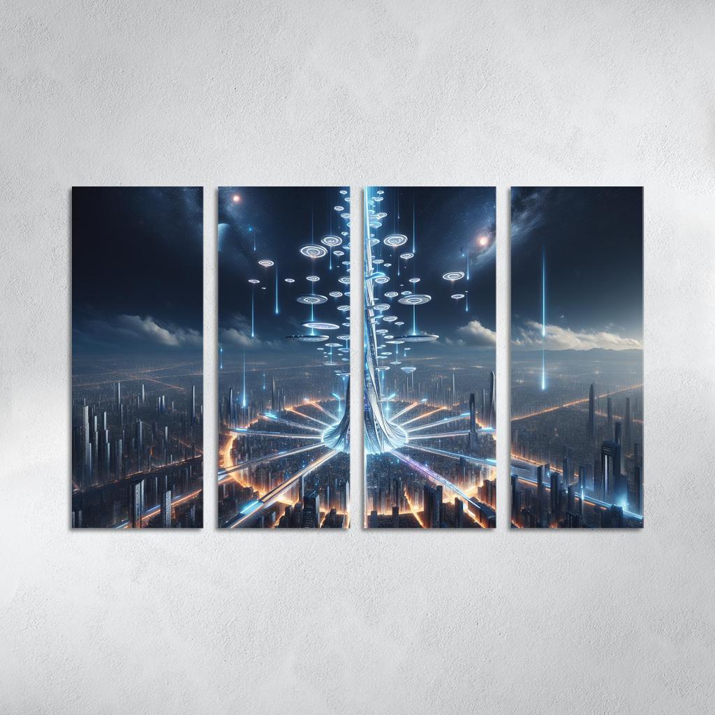 The Technomancer's Spire 4 Piece HD Modern Canvas Panels-Original Frame