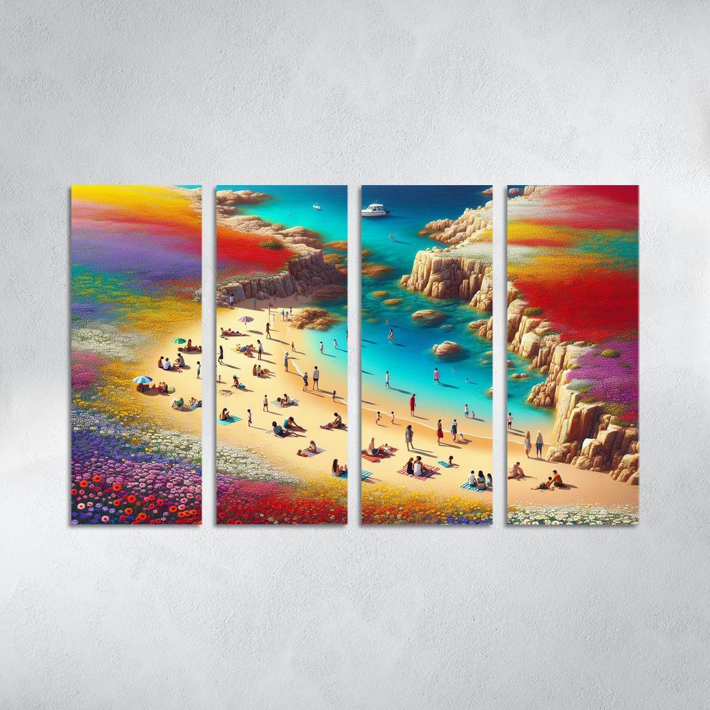Coastal Wildflower Beach Modern Paintings Frame