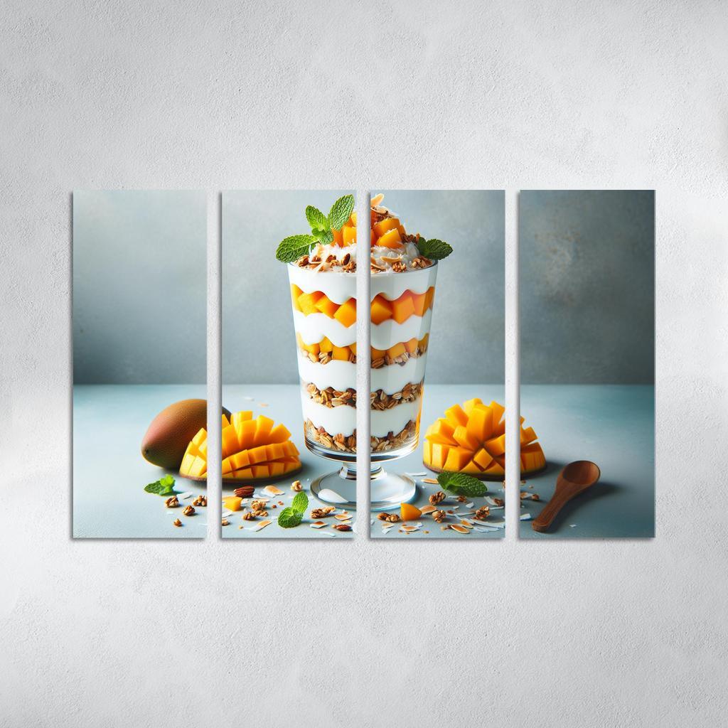 Creamy Coconut Mango Parfait 4 Piece HD Modern Canvas Panels-Original Frame
