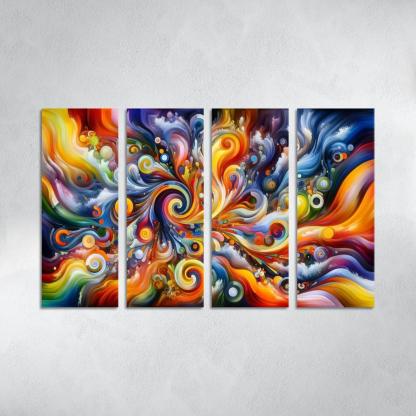 Essence of Untamed Imagination 4 Piece HD Modern Canvas Panels-Original Frame